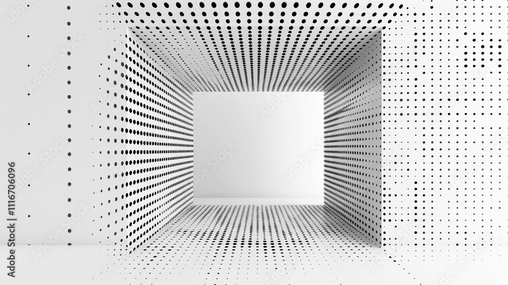 Poster modern artistic space with bold dots creating a mesmerizing depth illusion