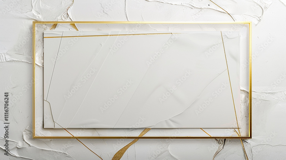 Poster elegant minimalist frame showcasing a blank canvas on textured white background