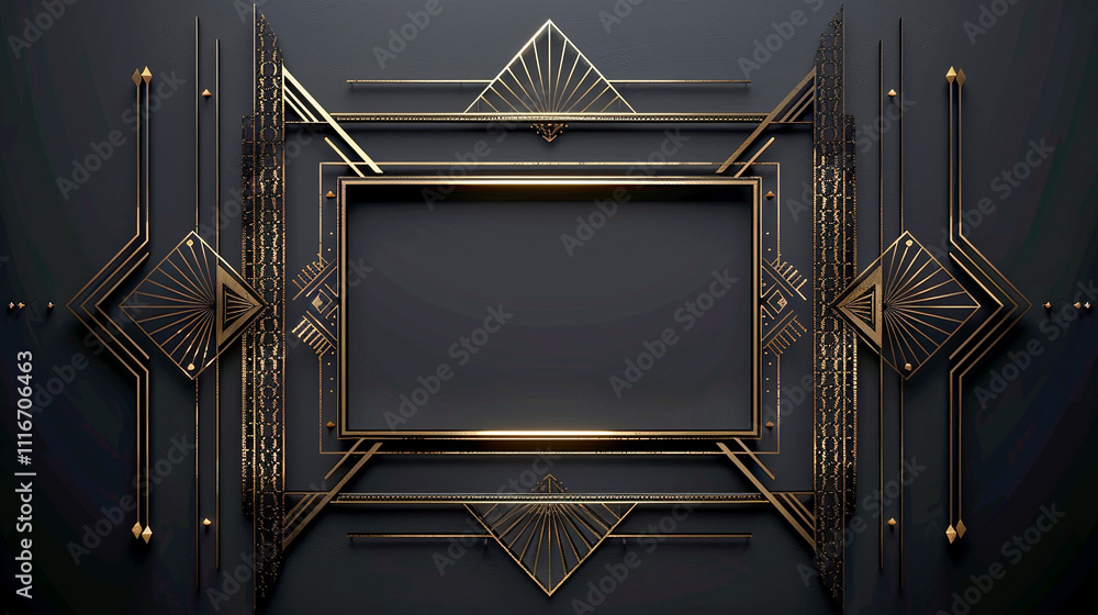 Poster elegant frame design with intricate geometric patterns and rich textures