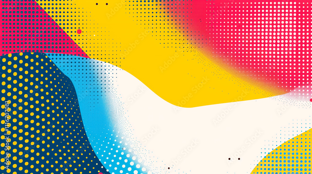 Poster vibrant abstract composition with bold colors and dynamic shapes in modern design