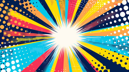 Vibrant bursts of color radiate energy in a dynamic abstract design