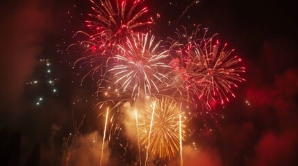 Fototapeta premium Fireworks night sky background illustration
