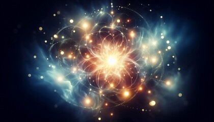 radiant abstract shapes glowing softly, forming constellations against serene night sky, creating celestial wonder