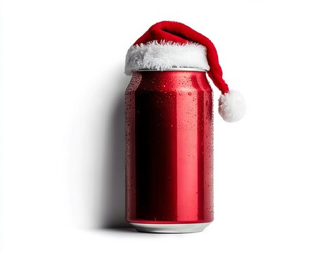 recommend clip art: A red can with a santa hat on top of it