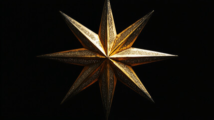 Obraz premium Isolated image of a shiny Christmas star, golden and intricately detailed, set against a plain white background, symbolizing festive joy and holiday spirit.