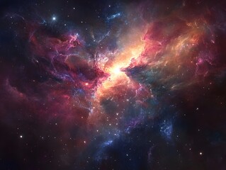 Fototapeta premium Mesmerizing abstract image featuring swirling golden particles in a spiral formation, evoking cosmic energy and dynamic motion against a dark background