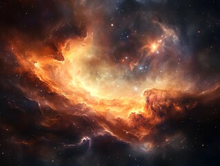 Obraz premium Mesmerizing abstract image featuring swirling golden particles in a spiral formation, evoking cosmic energy and dynamic motion against a dark background