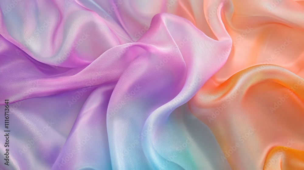 Aufkleber colorful gradient silk fabric texture with soft flowing folds, abstract art and design concept