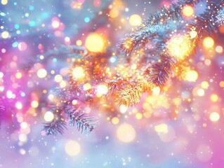 Obraz premium Winter holiday celebration with vibrant lights, dynamic energy, soft glow