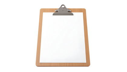 clipboard with a smooth wooden surface and a sturdy metal clip at the top