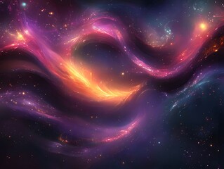 Obraz premium Mesmerizing abstract image featuring swirling golden particles in a spiral formation, evoking cosmic energy and dynamic motion against a dark background