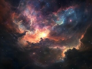 Obraz premium Mesmerizing abstract image featuring swirling golden particles in a spiral formation, evoking cosmic energy and dynamic motion against a dark background