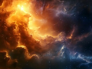 Naklejka premium Mesmerizing abstract image featuring swirling golden particles in a spiral formation, evoking cosmic energy and dynamic motion against a dark background