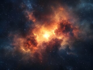 Naklejka premium Mesmerizing abstract image featuring swirling golden particles in a spiral formation, evoking cosmic energy and dynamic motion against a dark background