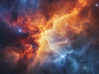 Fototapeta premium Mesmerizing abstract image featuring swirling golden particles in a spiral formation, evoking cosmic energy and dynamic motion against a dark background