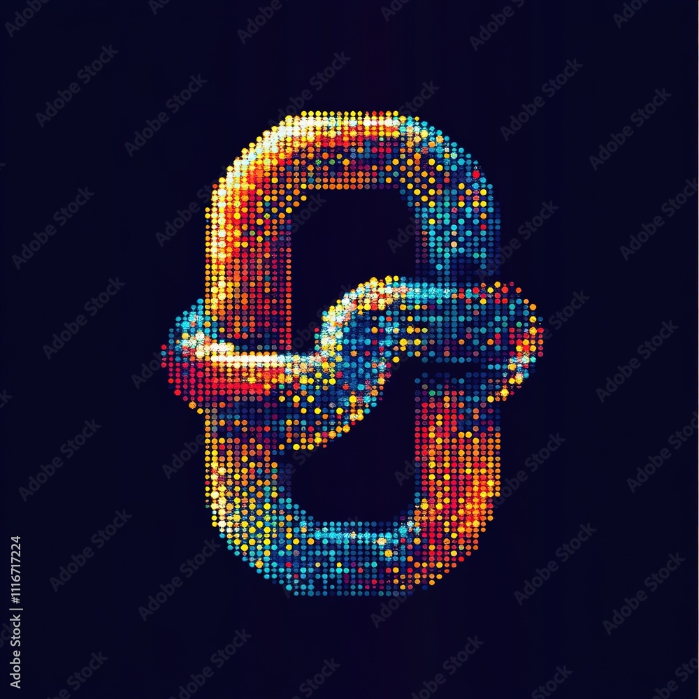 Aufkleber digital art creation of interconnected chains abstract environment neon colors conceptual viewpoint 