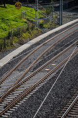 Fototapeta premium Railway tracks splitting in a curve.