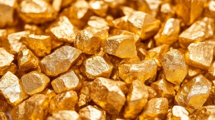 Close-up of a Pile of Shiny Golden Nuggets