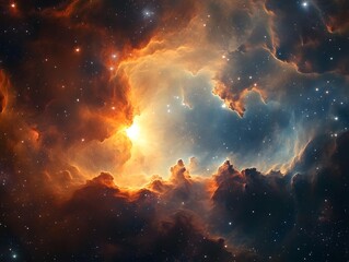 Obraz premium Mesmerizing abstract image featuring swirling golden particles in a spiral formation, evoking cosmic energy and dynamic motion against a dark background