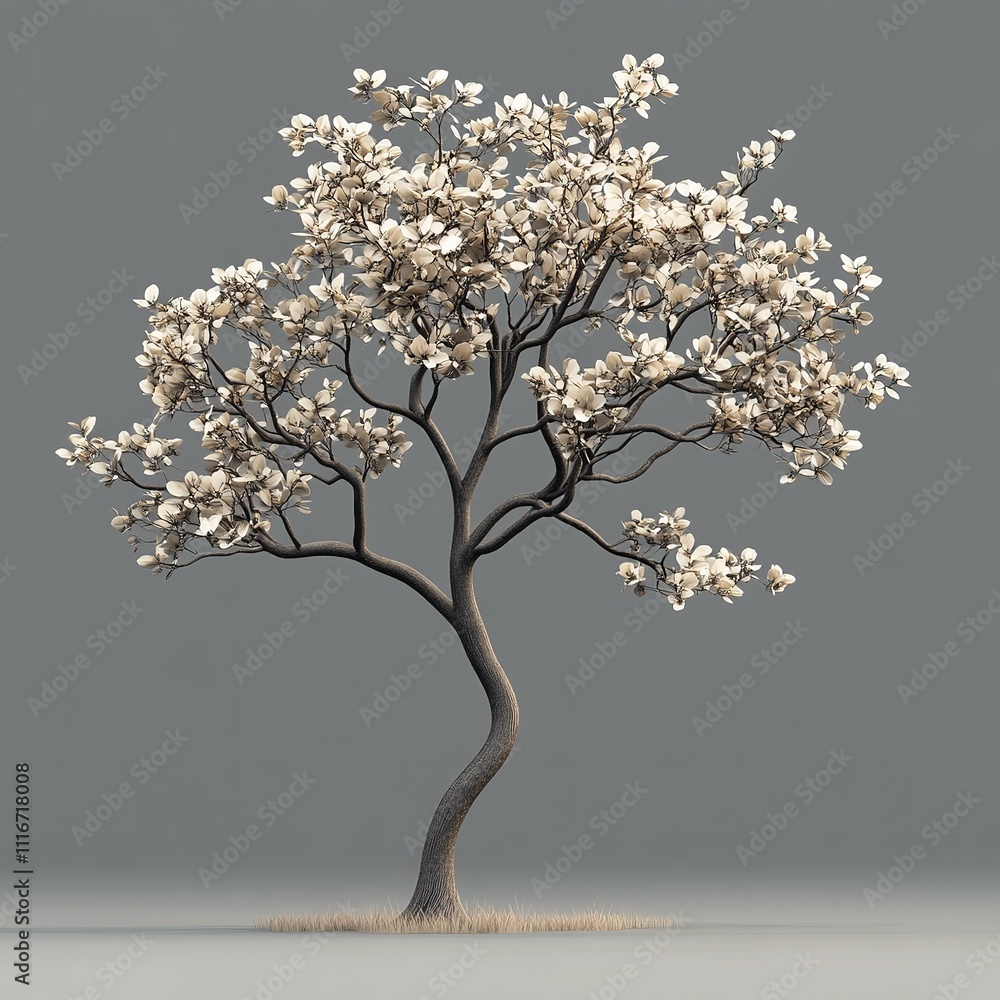 Poster blossoming tree showcase artistic display nature minimalist environment close-up view tranquil conce