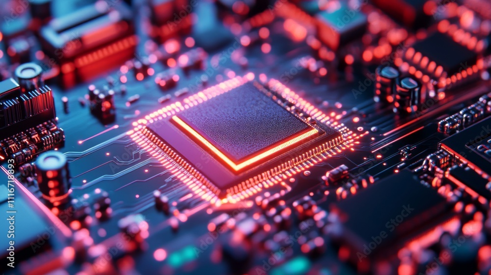 Poster illuminated central processing unit on a circuit board