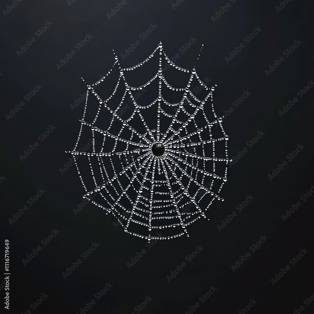 Poster delicate dew drops on spider web nature close-up tranquil setting macro perspective artistic composi