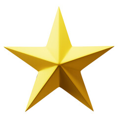 Golden Christmas Star isolated on white Background. Top View Close-Up Gold Star render