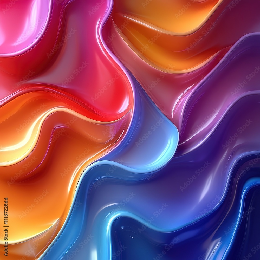 Poster dynamic abstract action of colorful fluid shapes digital art vibrant environment close-up viewpoint 
