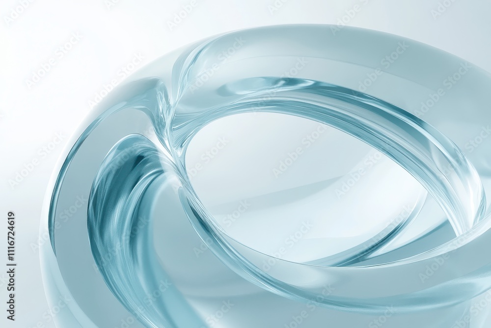 Aufkleber an abstract digital composition with a large smooth circular shape in light blue tones