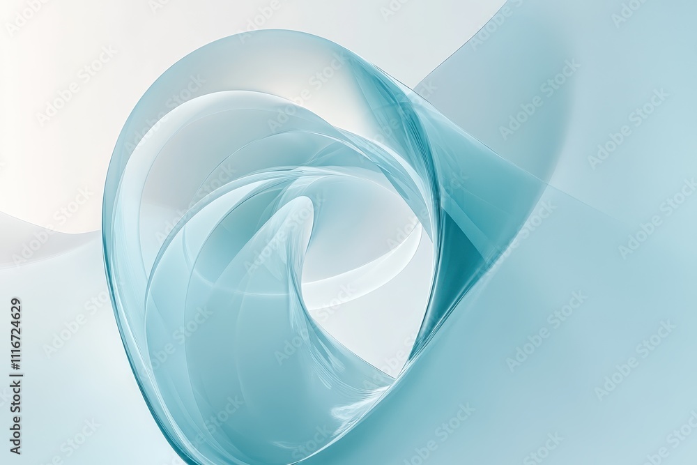 Aufkleber an abstract digital composition with a large smooth circular shape in light blue tones