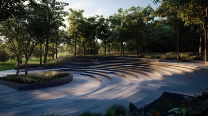 Serene Amphitheater in a Lush Green Park