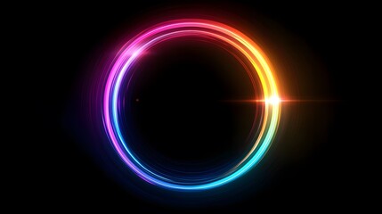 Obraz premium Futuristic abstract 3D holographic shape with fluid iridescent colors and glowing effects, creating a dynamic visual experience against a black background