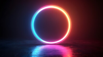 Obraz premium Futuristic abstract 3D holographic shape with fluid iridescent colors and glowing effects, creating a dynamic visual experience against a black background