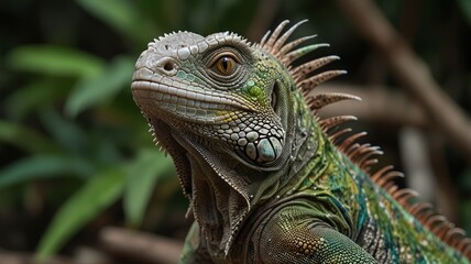 Fototapeta premium Green Iguana Portrait