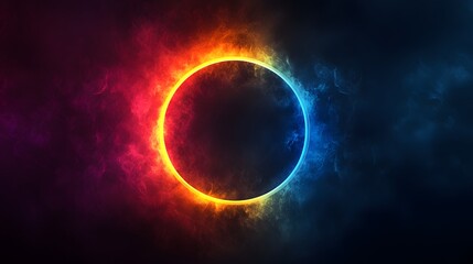 Obraz premium Futuristic abstract 3D holographic shape with fluid iridescent colors and glowing effects, creating a dynamic visual experience against a black background