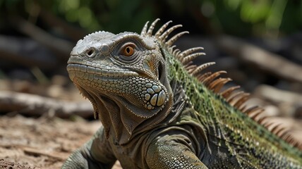 Obraz premium Green Iguana Portrait