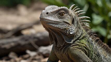Obraz premium Green Iguana Portrait