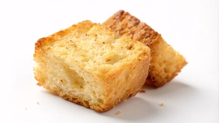 Single crouton on white background