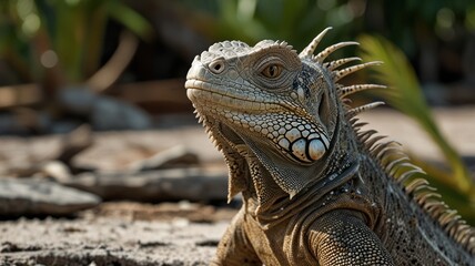 Fototapeta premium Green Iguana Portrait