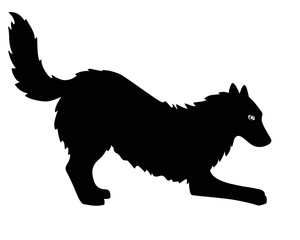 The silhouette of a dog. Big shaggy dog - black vector silhouette for logo or sign. Dog silhouette for corporate identity or pictogram.	
