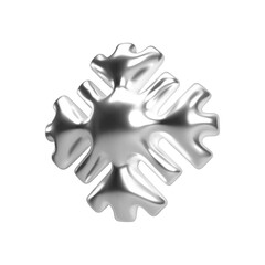 Obraz premium 3d chrome snowflake with shiny reflective silver metallic surface. Isolated vector for winter themes, Christmas, New Year, festive decorations, and Xmas holiday projects