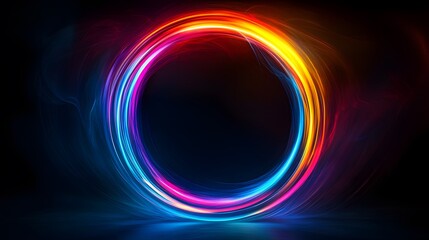 Futuristic abstract 3D holographic shape with fluid iridescent colors and glowing effects, creating a dynamic visual experience against a black background