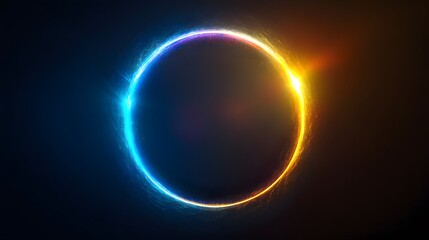 Futuristic abstract 3D holographic shape with fluid iridescent colors and glowing effects, creating a dynamic visual experience against a black background