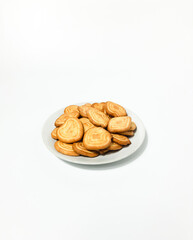 Set of biscuit crackers. Four different shapes with sugar isolated on a white background