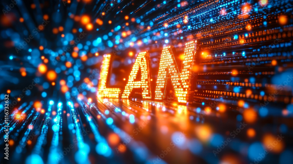 Aufkleber binary code illustration forming lan with network symbols for technology concept
