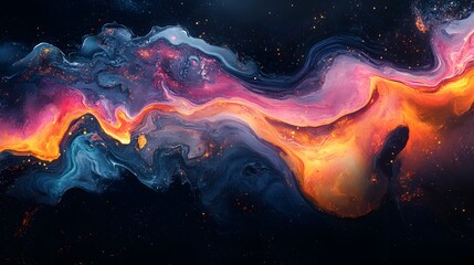 Futuristic abstract 3D holographic shape with fluid iridescent colors and glowing effects, creating a dynamic visual experience against a black background