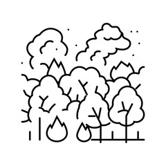 burning forest wildfire disaster line icon vector. burning forest wildfire disaster sign. isolated contour symbol black illustration