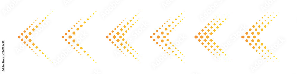 Poster halftone arrows. arrows with halftone effect. dotted arrows set. flat style arrows set. dotted arrow