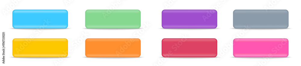 Poster realistic push buttons illustration. colorful buttons collection. ui ux design elements set. realist