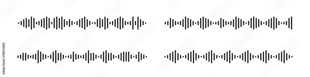 Poster Voice sound waves. Audio waves. Set of voice message equalizer. Voice sound wave lines. Sound equalizer vector illustration